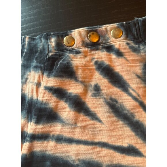 Nation Ltd Tie-Dye Cotton T-Shirt With Button Detail Size  Short Sleeve - Picture 3 of 6